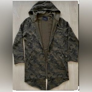Zara Camo Knit Hooded Long Open Jacket with Pockets!